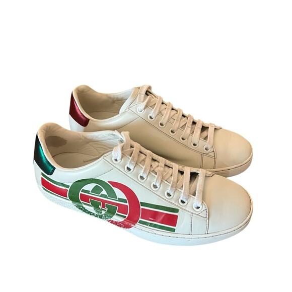 Gucci Ace Interlocking G Sneakers White Leather Low Top Logo EU 36 US 6 - Picture 2 of 12